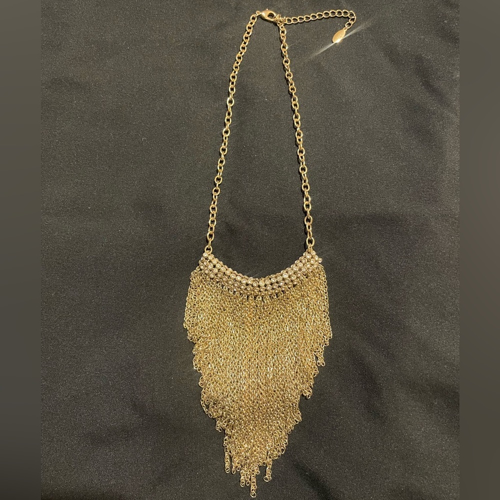Ann Taylor Gold Chain Fringe Necklace